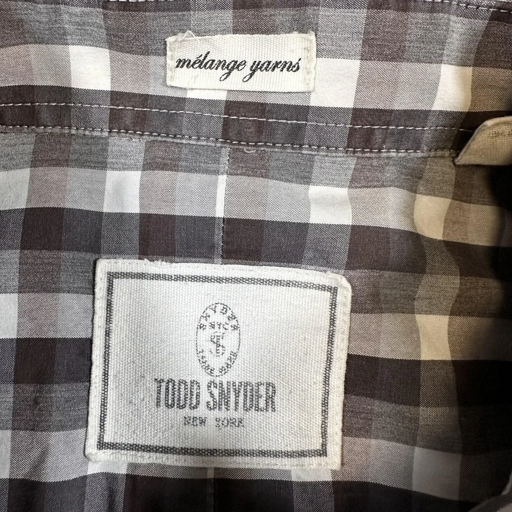 Todd Snyder Shirt Mens Medium Gray Brown Check Plaid Button Down Long Sleeve